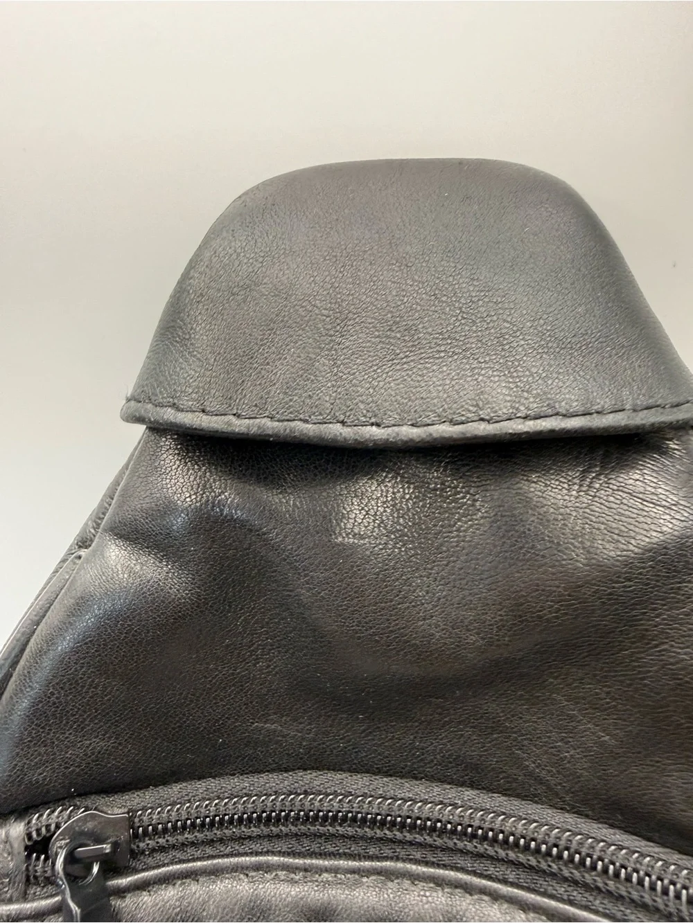 Black Leather Cross Accent Sling Bag / Backpack